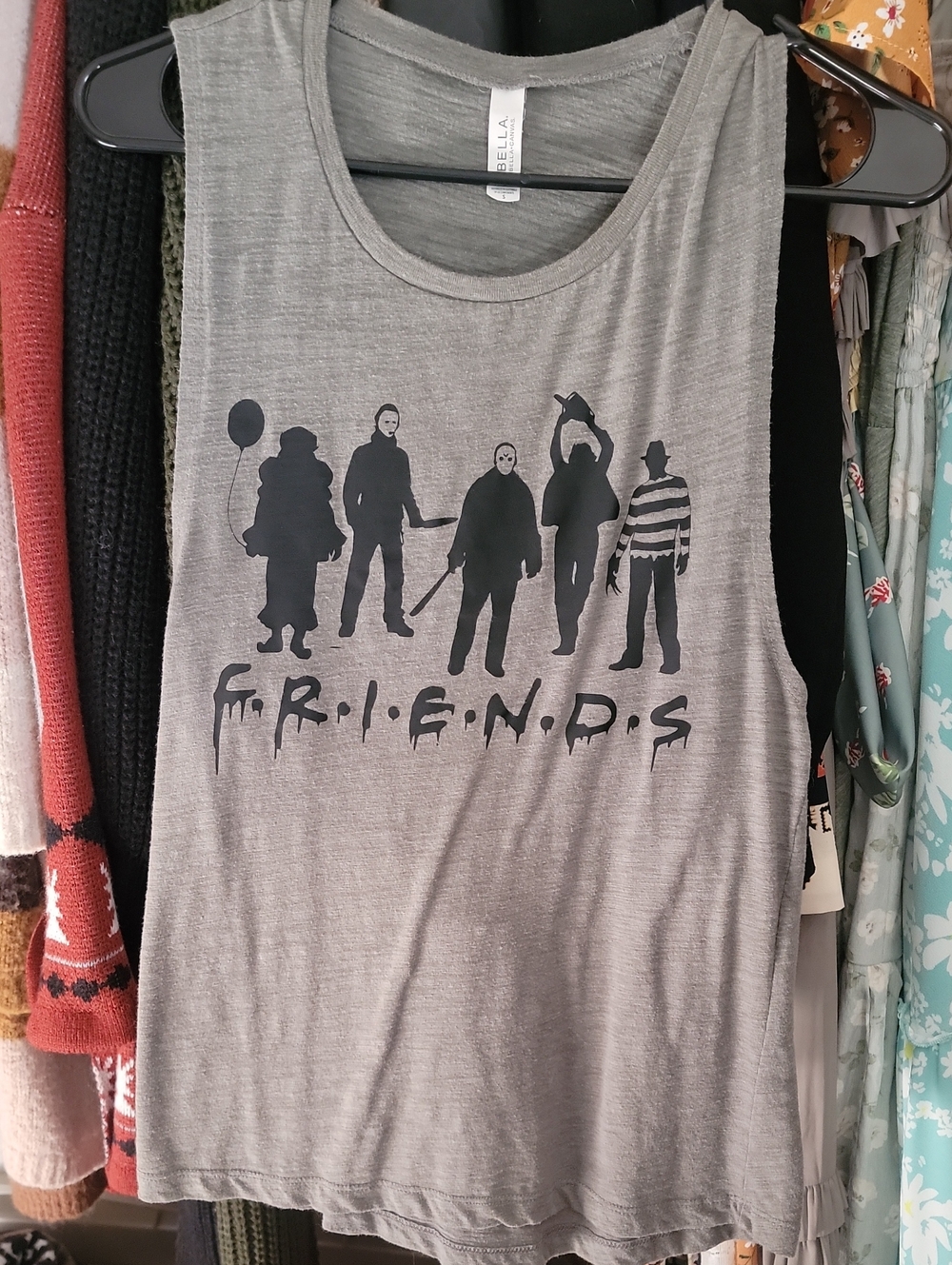Bella Canvas Gray Horror Silhouette 'FRIENDS' Tank
